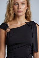 Flower Detail Asymmetrical Top