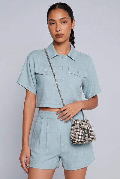 Linen Crop Shirt