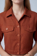 Linen Crop Shirt