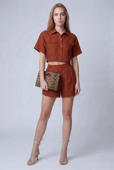 Linen Pleated Shorts