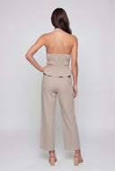 Striped Tie Front Poplin Halter Top