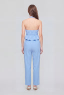 Striped Tie Front Poplin Halter Top