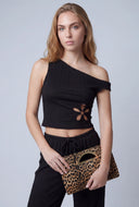 Paris Floral Cutout Asymmetrical Top