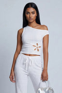 Paris Floral Cutout Asymmetrical Top