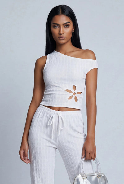 Paris Floral Cutout Asymmetrical Top