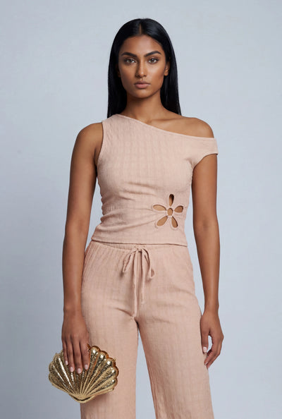 Paris Floral Cutout Asymmetrical Top