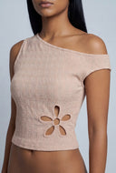 Paris Floral Cutout Asymmetrical Top