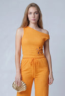 Paris Floral Cutout Asymmetrical Top
