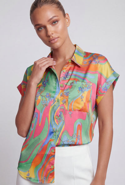 Marie Psychedelic Satin Shirt