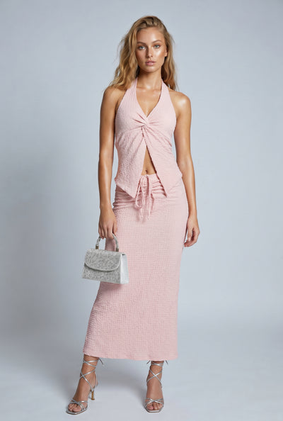 Phoenix Drawstring Textured Maxi Skirt