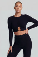 Salome Metallic Keyhole Hem Crop Top