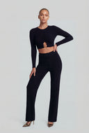 Salome Metallic Keyhole Hem Crop Top