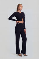 Salome Metallic Keyhole Hem Crop Top