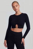 Salome Metallic Keyhole Hem Crop Top