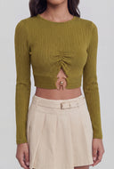 Salome Metallic Keyhole Hem Crop Top