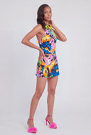 Graffiti Satin Cowl Halter Top