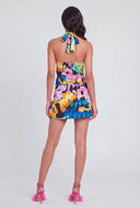 Graffiti Satin Cowl Halter Top