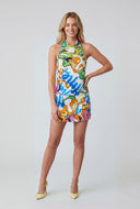 Graffiti Satin Cowl Halter Top