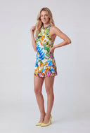 Graffiti Satin Cowl Halter Top