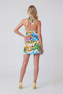 Graffiti Satin Cowl Halter Top
