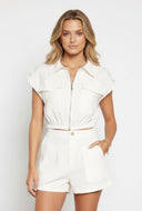 Leyla Twill Cargo Pocket Cropped Jacket