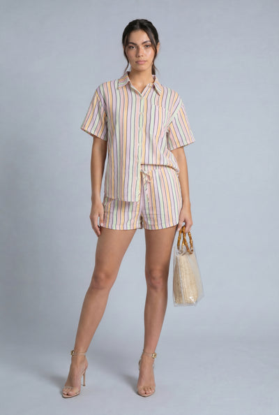 Makenna Striped Drawstring Shorts