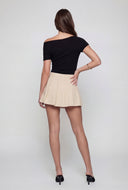 Draped One Shoulder Slit Hem Blouse