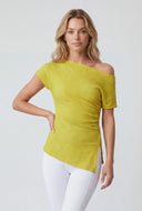 Draped One Shoulder Slit Hem Blouse