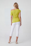 Draped One Shoulder Slit Hem Blouse