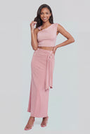 Kinley Metallic Sash Front Maxi Skirt