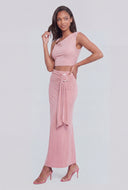 Kinley Metallic Sash Front Maxi Skirt
