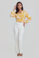 Smocked Waist Floral Crop Blouse