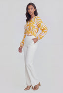 Smocked Waist Floral Crop Blouse