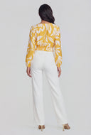 Smocked Waist Floral Crop Blouse