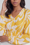Smocked Waist Floral Crop Blouse