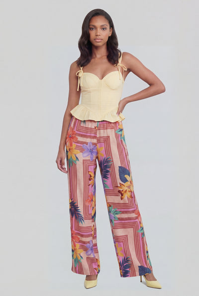 Zelina Floral Wide Leg Casual Pants