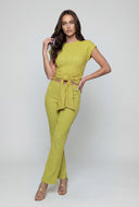 Tie Front Textured Crop Blouse