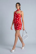 Polka Dot Asymmetrical Scarf Blouse