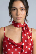 Polka Dot Asymmetrical Scarf Blouse