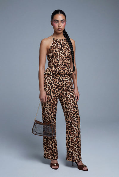 Leopard Print Drawstring Pants