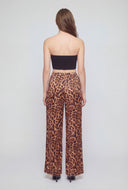 Leopard Satin Wide-Leg Pants