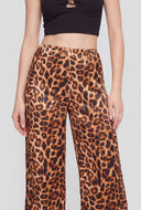 Leopard Satin Wide-Leg Pants
