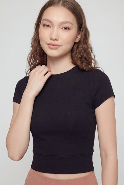Ribbed High Neck T-Shirt