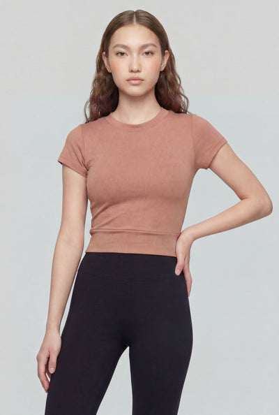 Ribbed High Neck T-Shirt