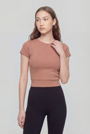 Ribbed High Neck T-Shirt