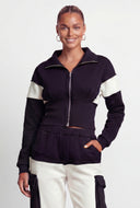 Elliot Color Blocked Zip Front Sweatshirt