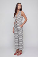 Hattie Striped Textured Tie-Front Top