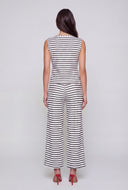 Hattie Striped Textured Tie-Front Top