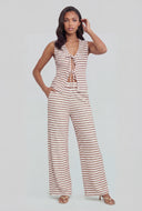 Hattie Striped Textured Tie-Front Top