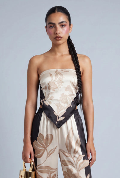 Alexandra Floral Satin Crop Top
